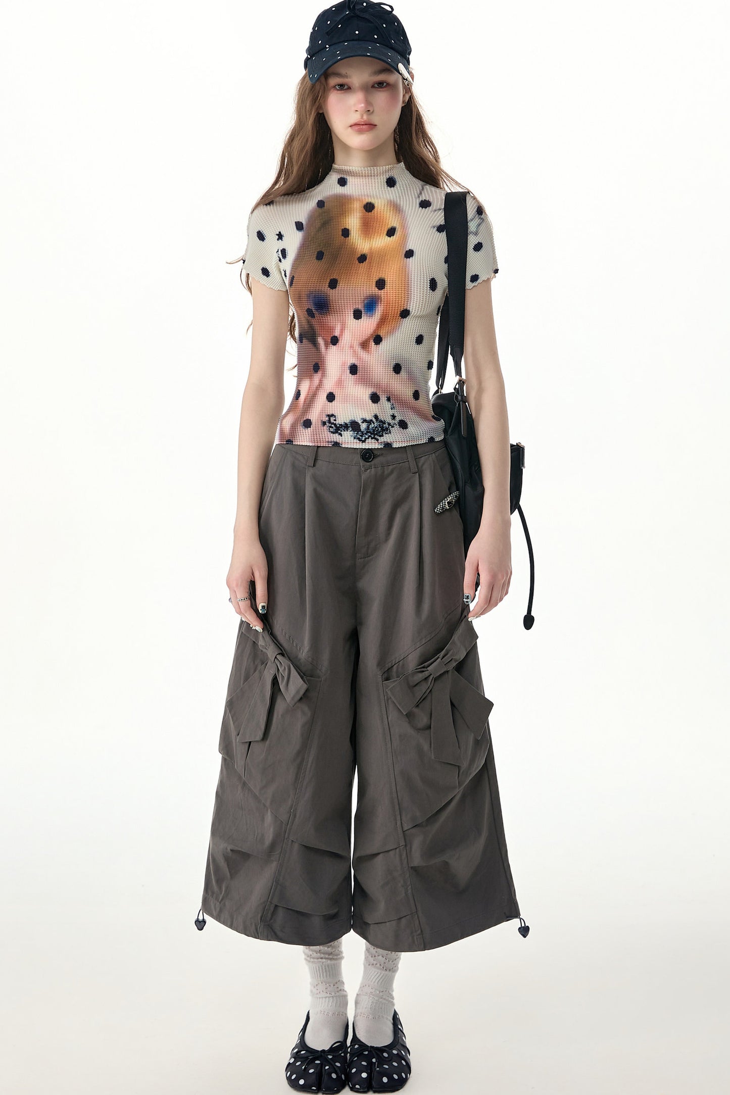 White Polka Dot Doll Print T-Shirt