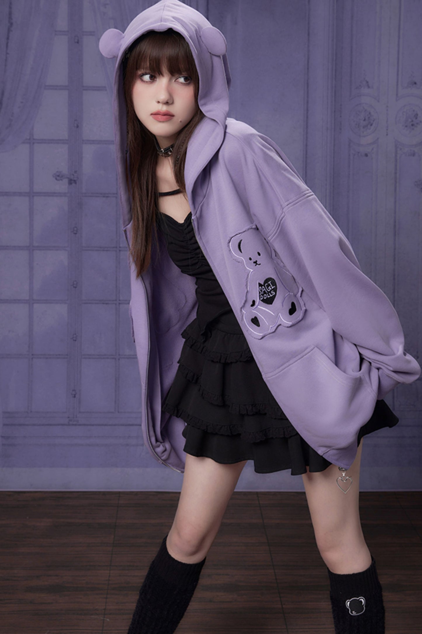 Purple Bear Hooded Sweatshirt