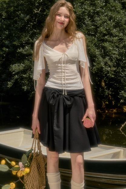 Cape-Style Short-Sleeve Top and Dress Set-Up