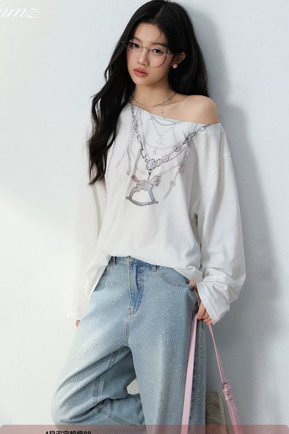 Pony Necklace Off-Shoulder Top Set-Up