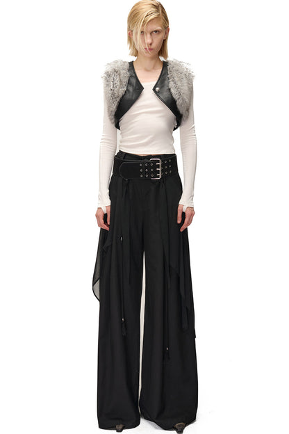 Layered Patchwork Fur Trim Vest