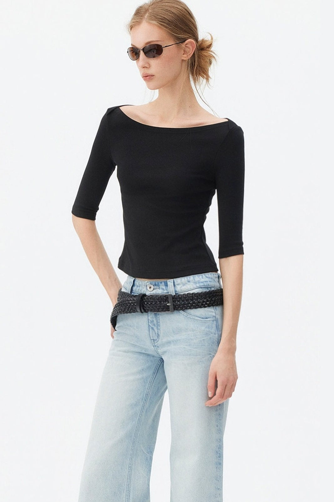 Boat Neck Knit Top
