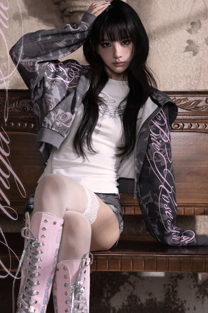 Rose Camouflage Denim Jacket