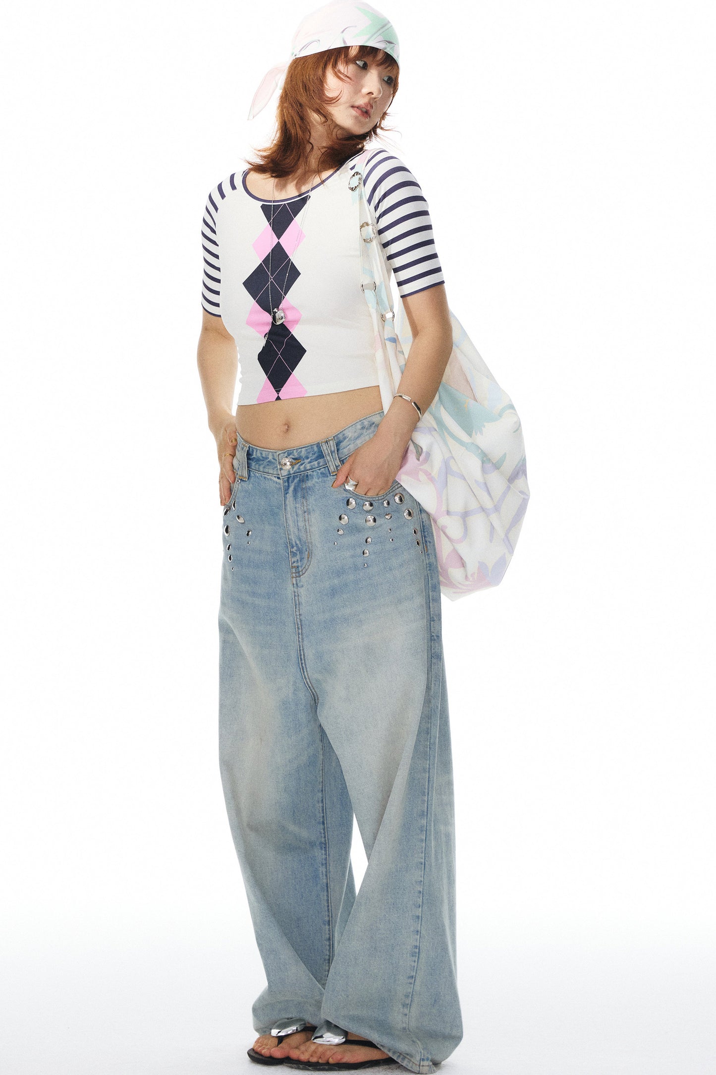 Printed Knit Raglan Top