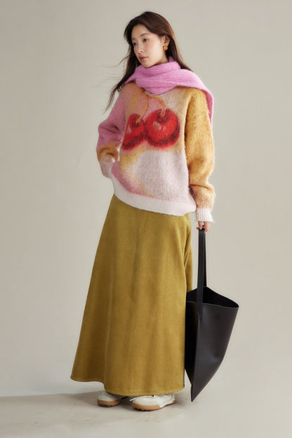 Retro Corduroy A-Line Skirt