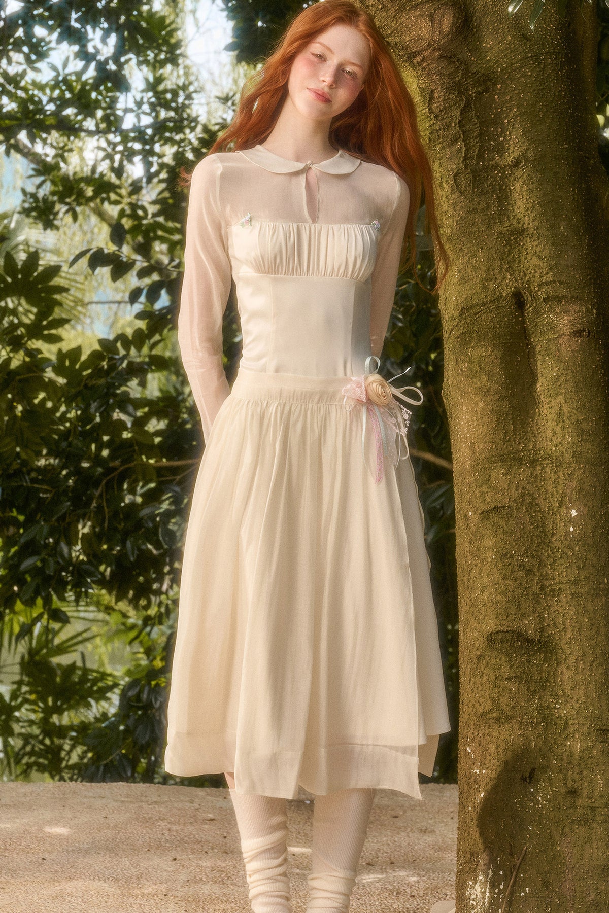 Satin Tencel Lapel Dress Set-Up