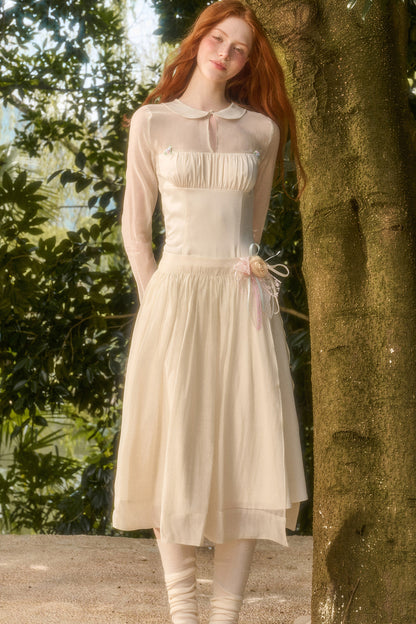 Satin Tencel Lapel Dress Set-Up