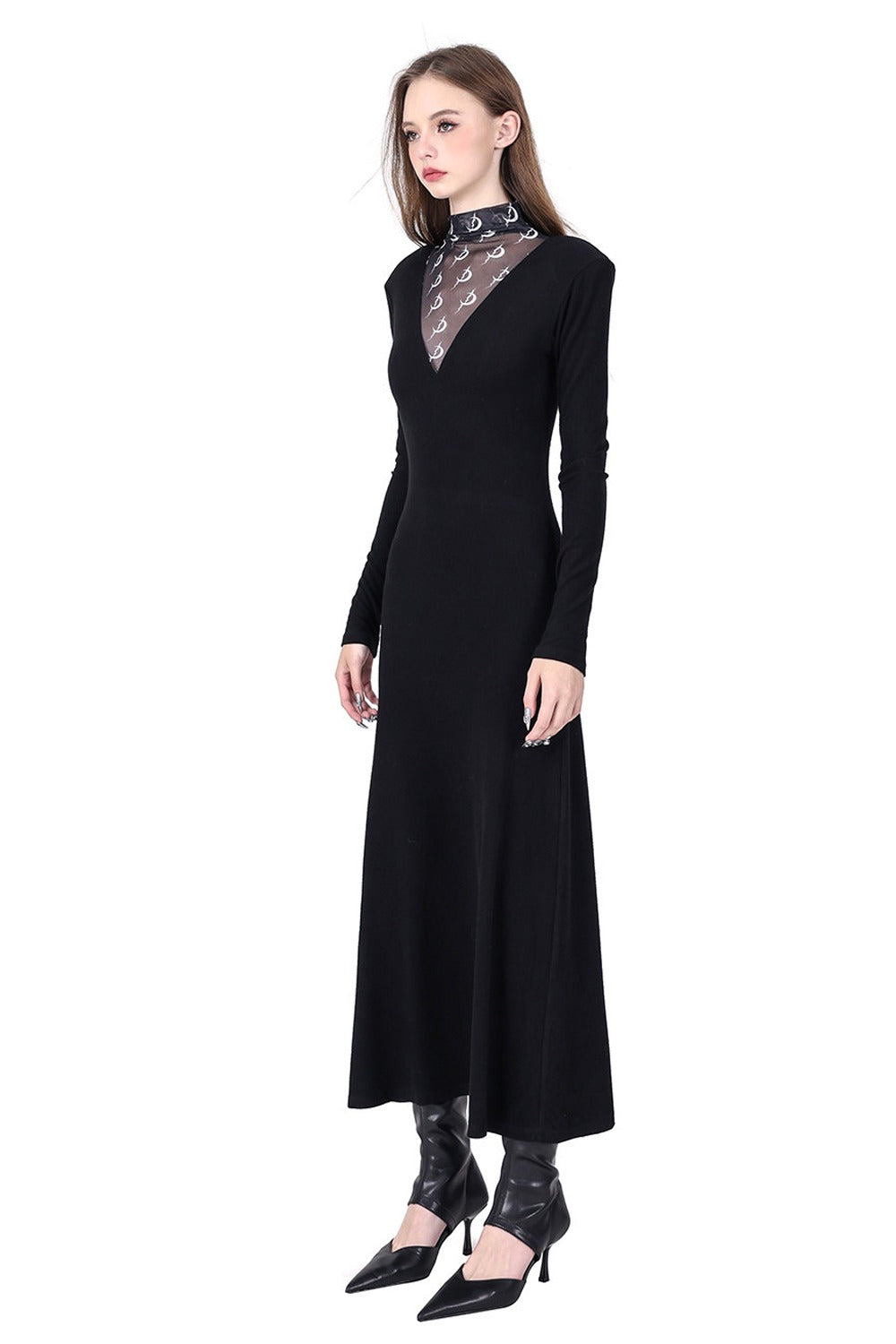 Mesh High Neck Dress