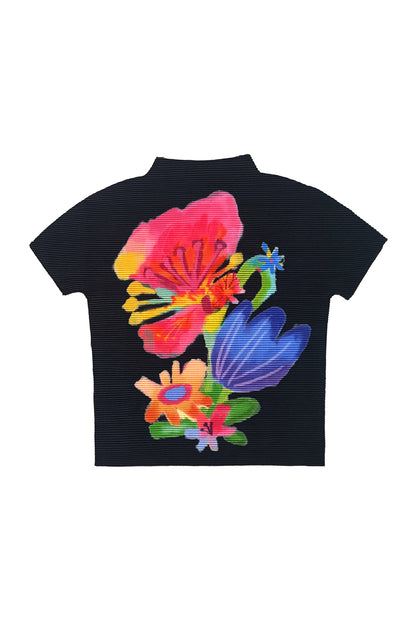 Floral Corn Pleat Knit Top