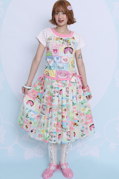 Patchwork Pleated Skirt