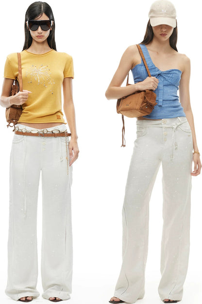 Tencel Linen Straight-Leg Pants