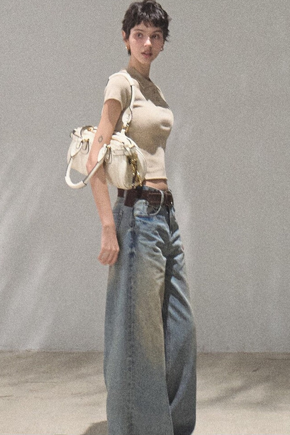 Vintage Hand-Painted Wide Leg Jeans Set