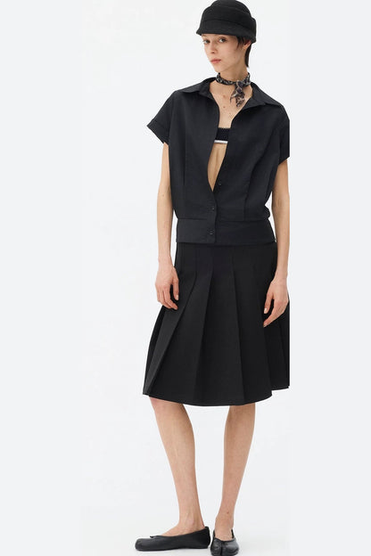 Satin-Like Lyocell Short-Sleeve Shirt