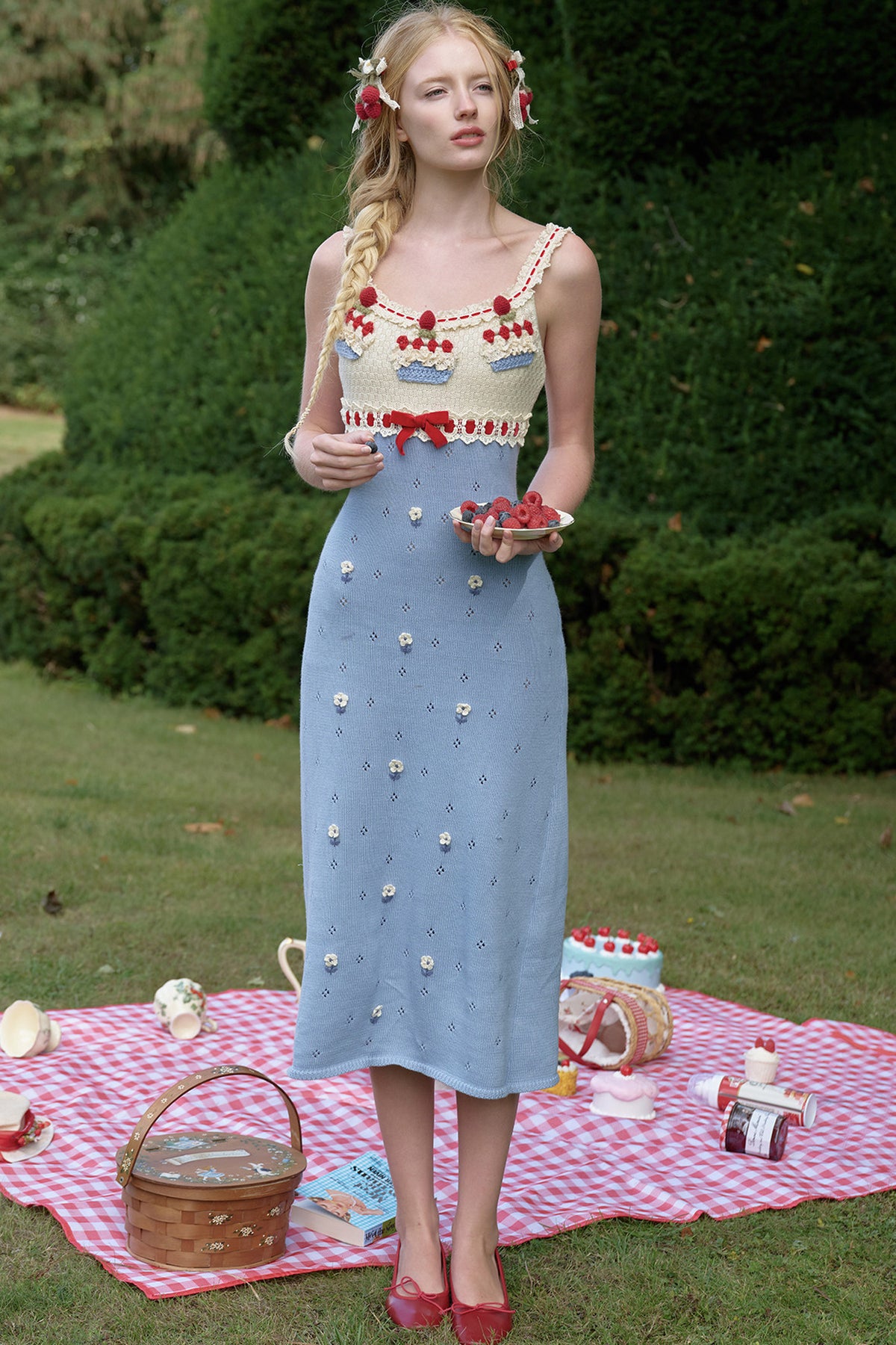 Christmas Berry Knitted Cardigan and Dress Set-Up