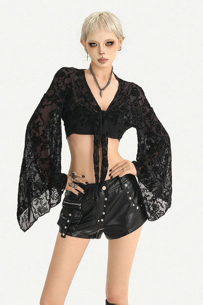 Low-Waist Studded Workwear Leather Shorts