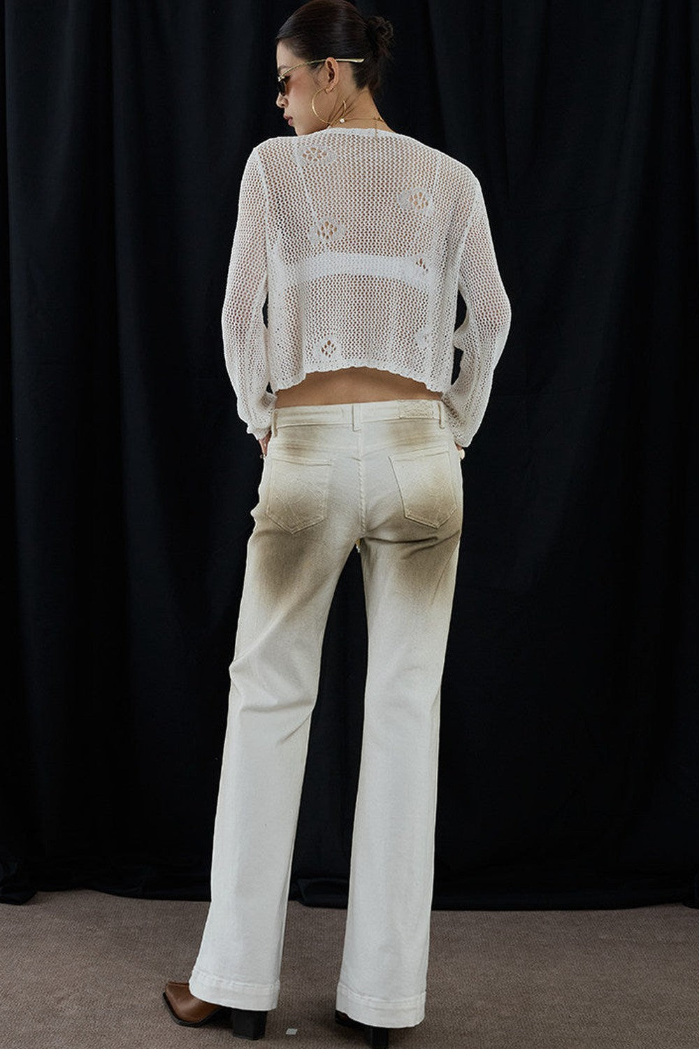 Cardigan romantico retrò floreale traforato