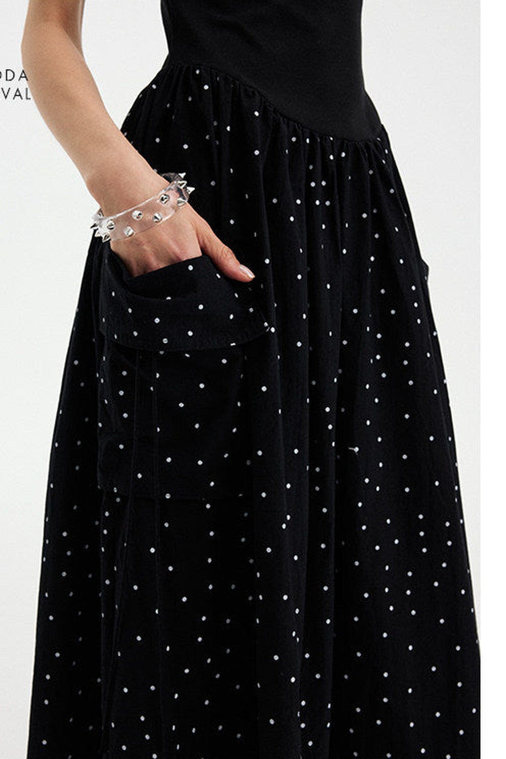 Sleeveless Polka Dot A-Line Maxi Dress
