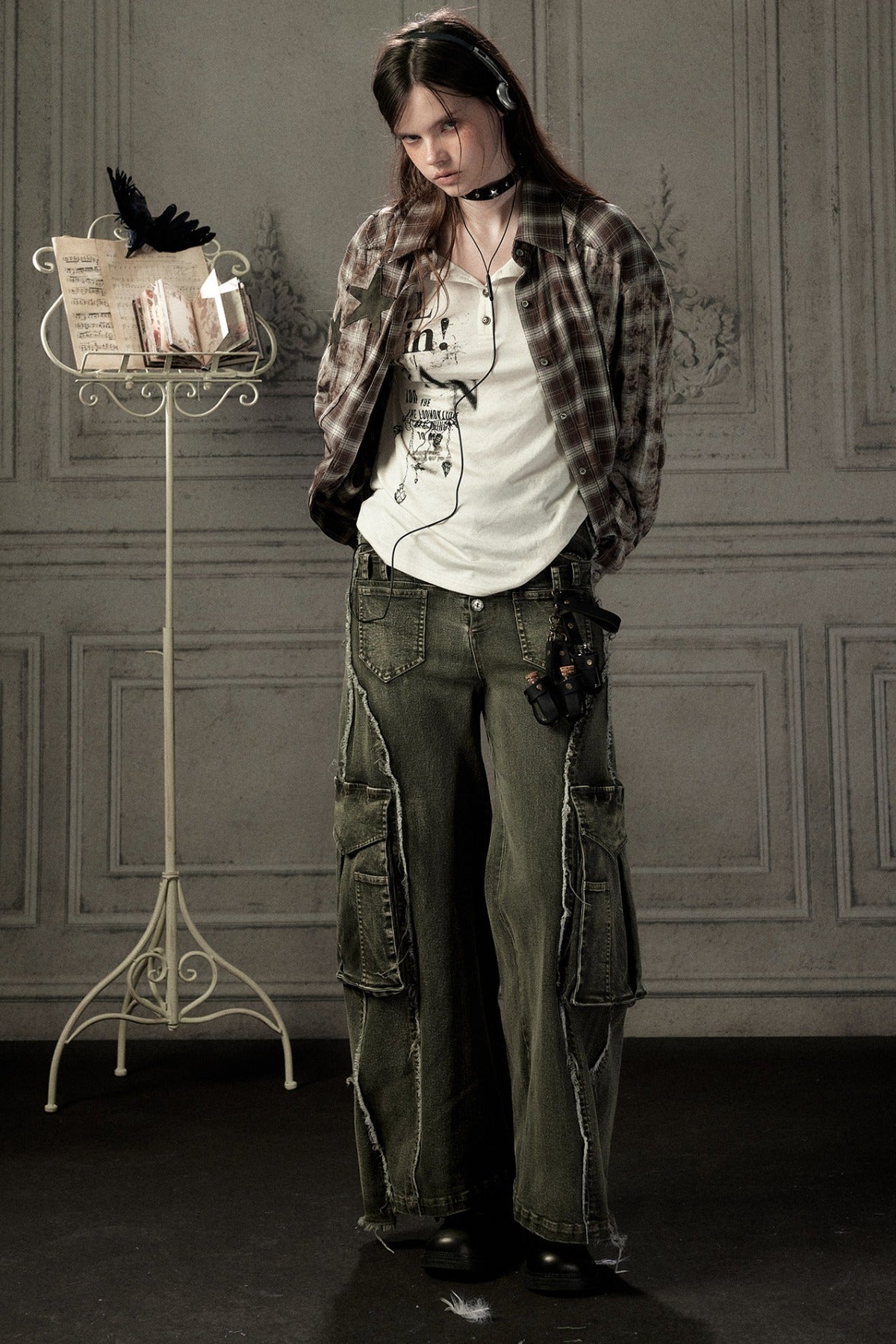 Coffee-Colored Plaid Shirt
