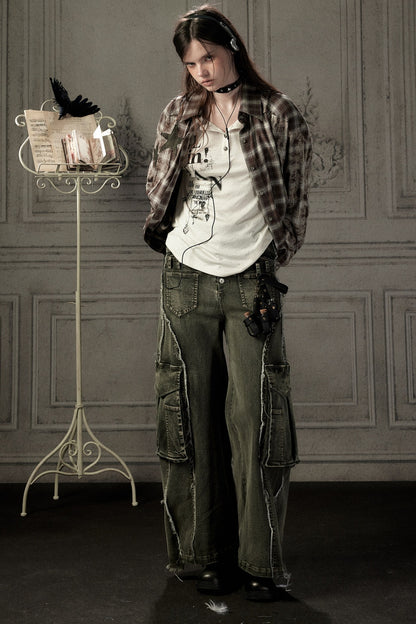 Coffee-Colored Plaid Shirt