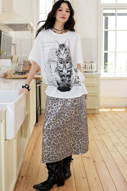 Retro Leopard A-Line Skirt