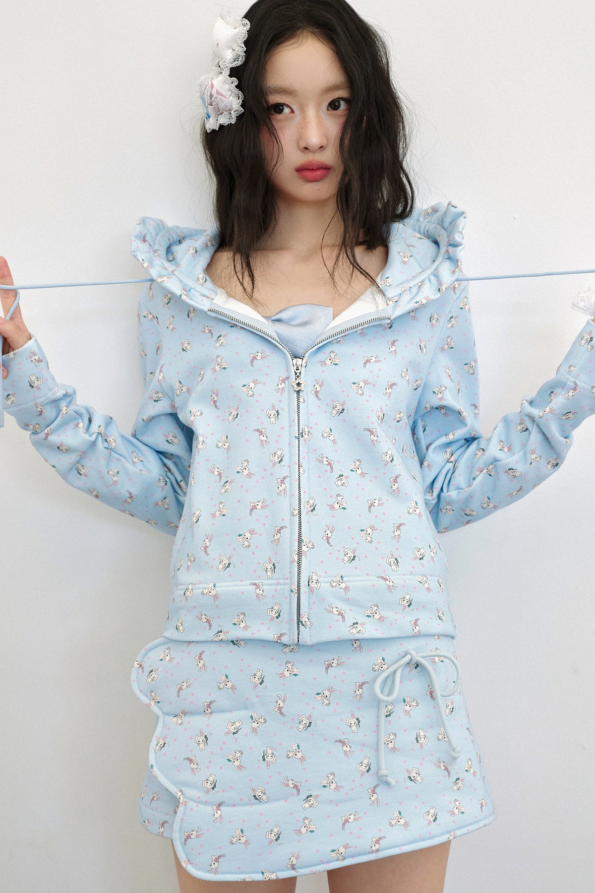 Blue 3D Wing Print A-Line Skirt