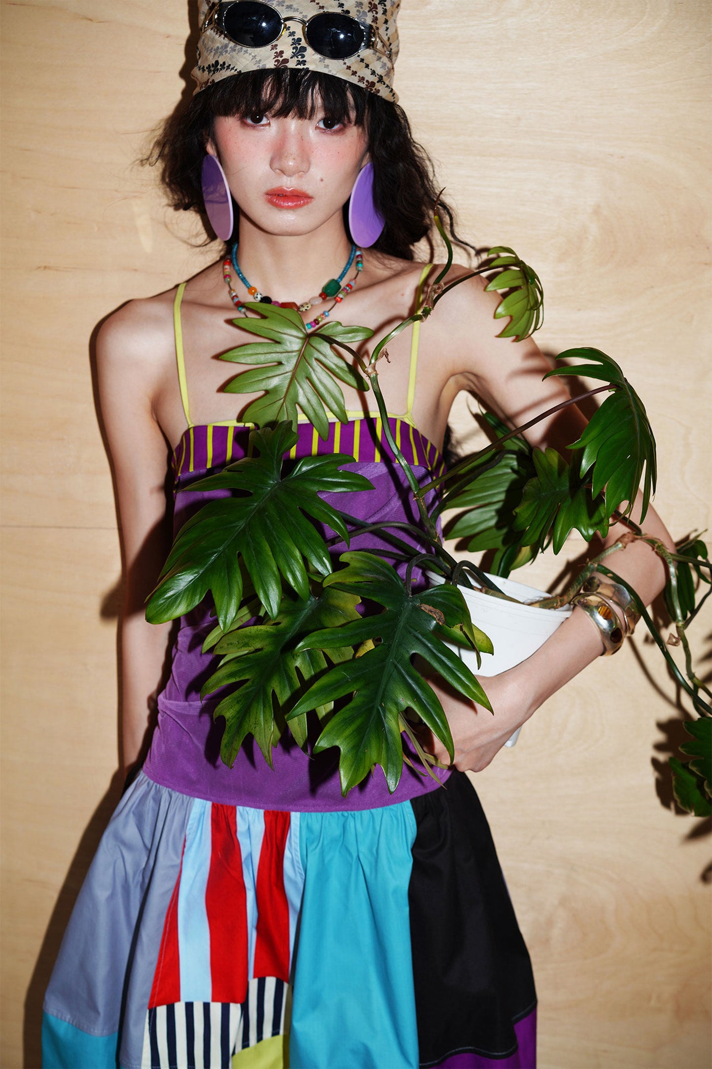 Patchwork Pleated Balloon Dress