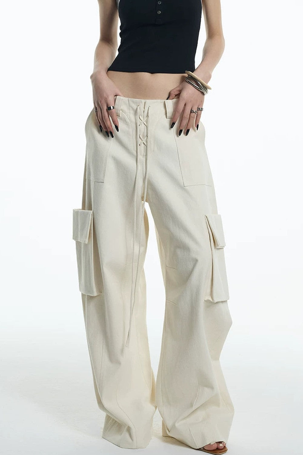 Oatmeal Curved Blade Cargo Pants