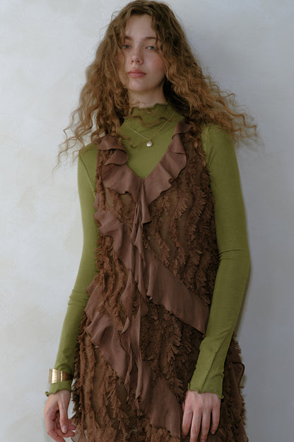 Asymmetrical Ruffle Chiffon Dress