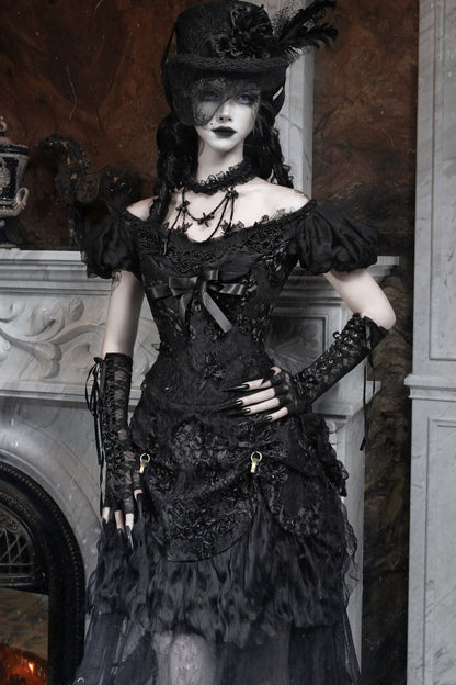 Gothic Off-Shoulder Tulle Top