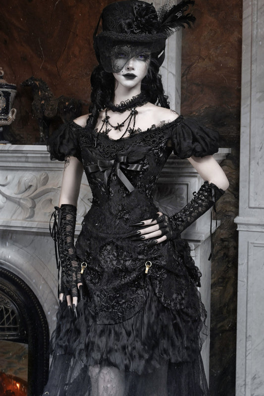 Gothic Off-Shoulder Tulle Top