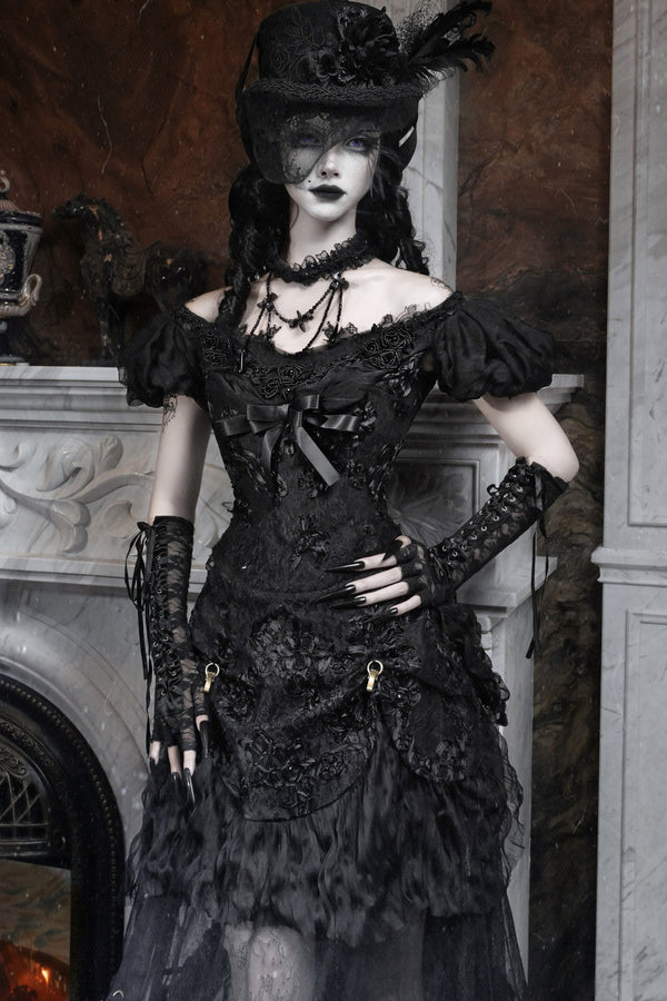 Gothic Off-Shoulder Tulle Top