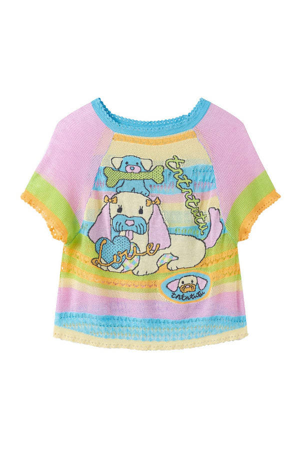 Hollow Out Puppy Knit Set