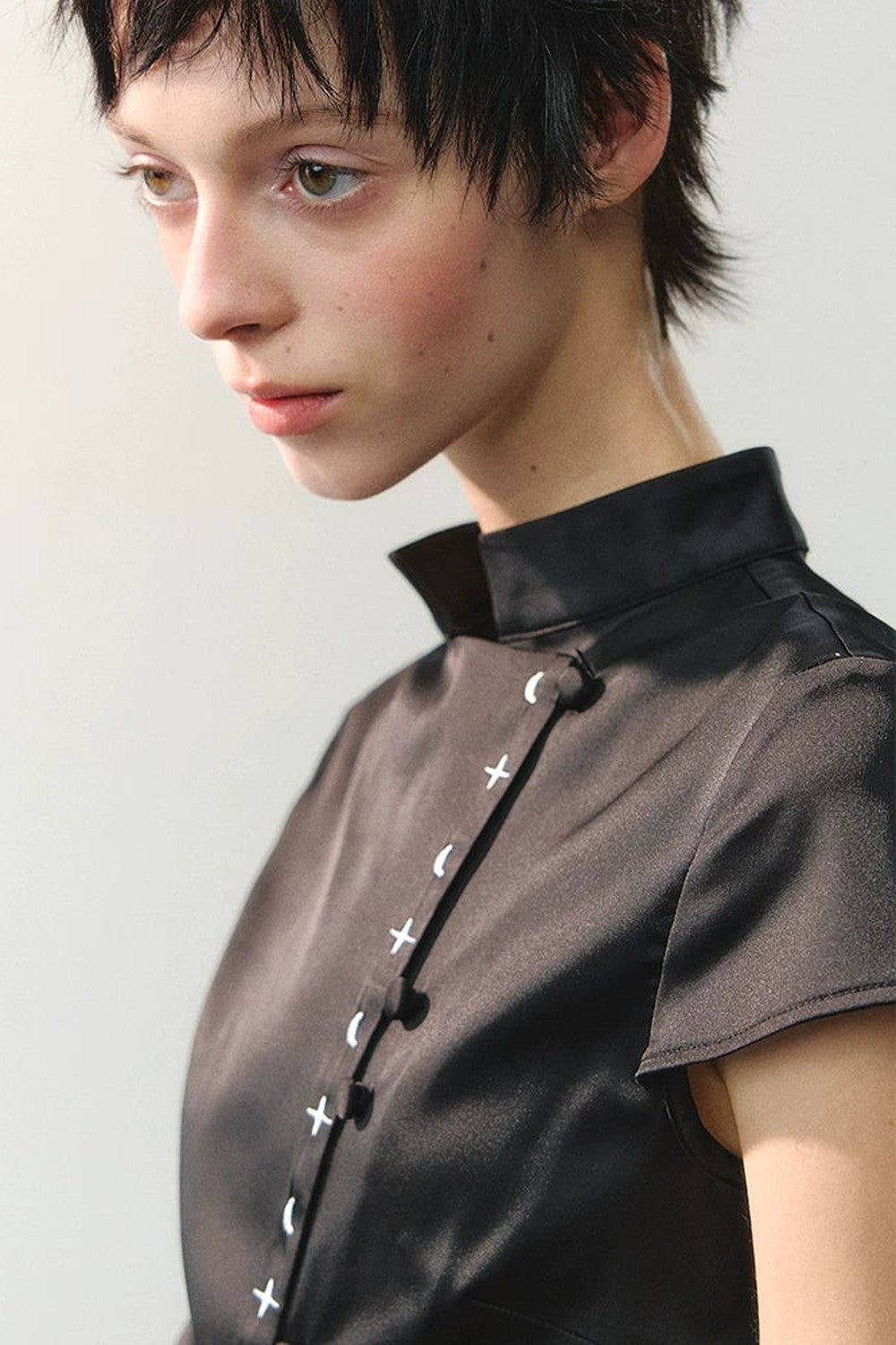Plain Satin Embroidered Shirt
