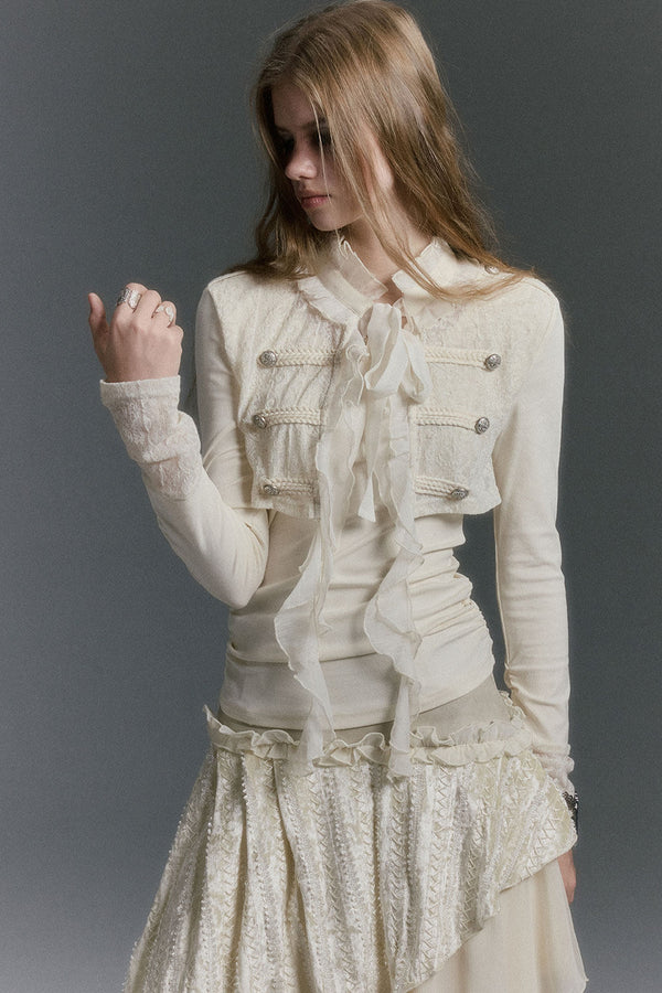 Napoleon Chiffon Patchwork Layered-Look Blouse