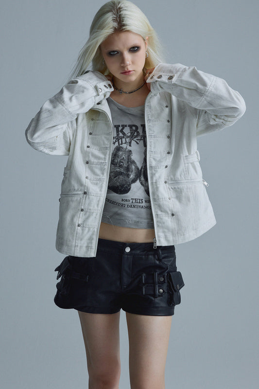 Textured Metal Buckle Jacket