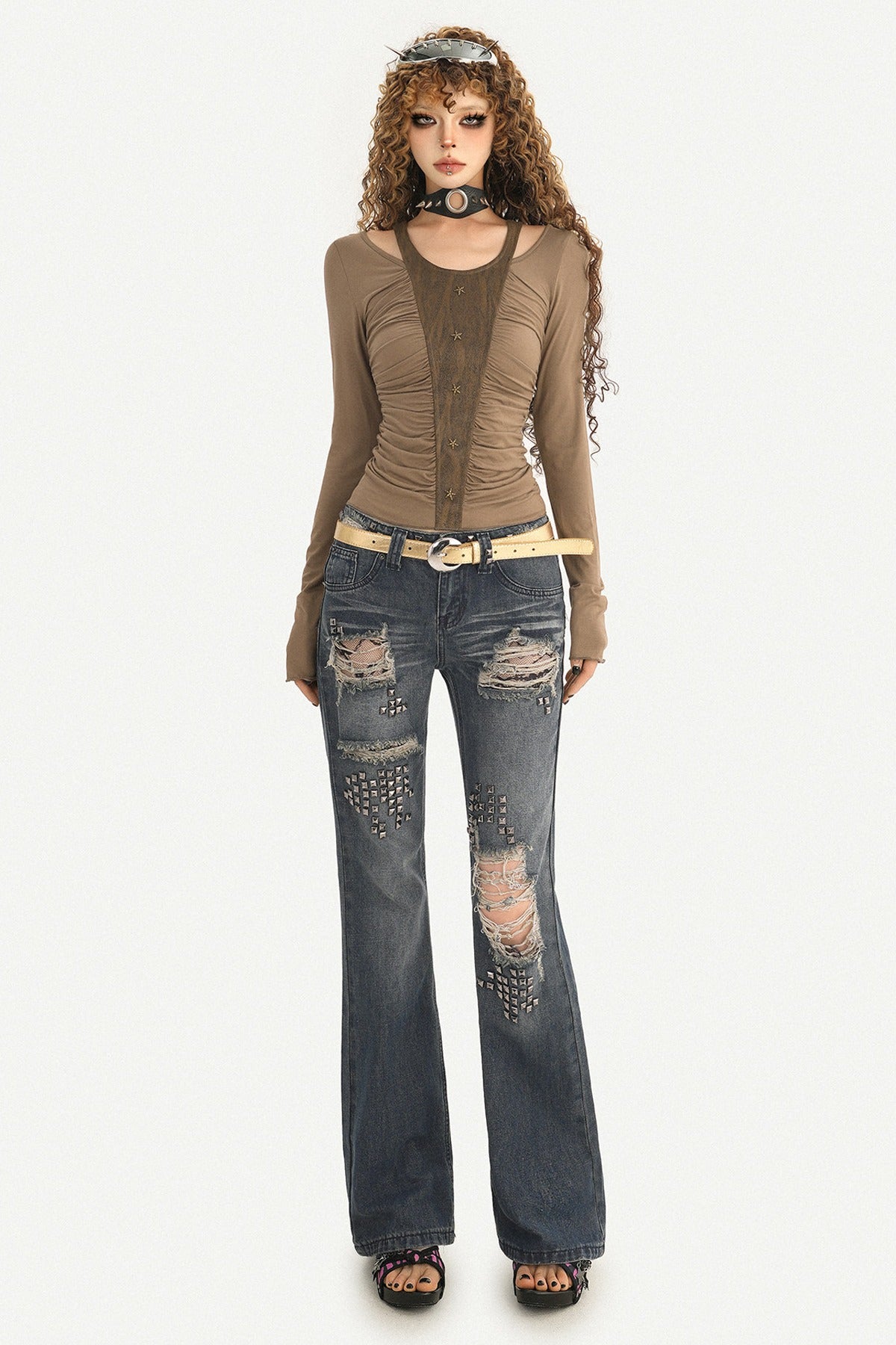 Layered-Look Long Sleeve T-Shirt