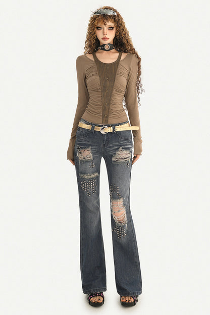 Layered-Look Long Sleeve T-Shirt