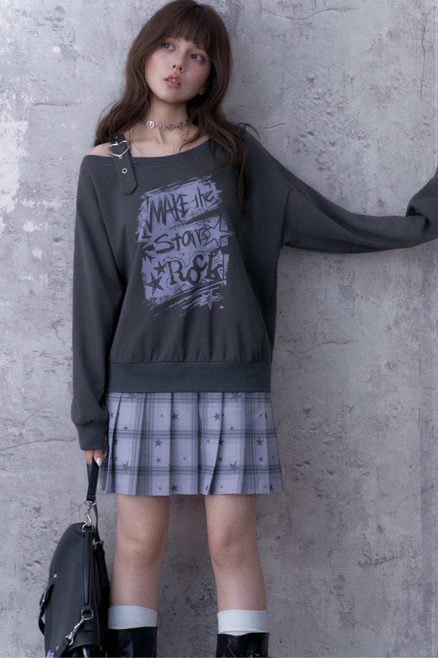Graffiti Off-Shoulder Hoodie Dress