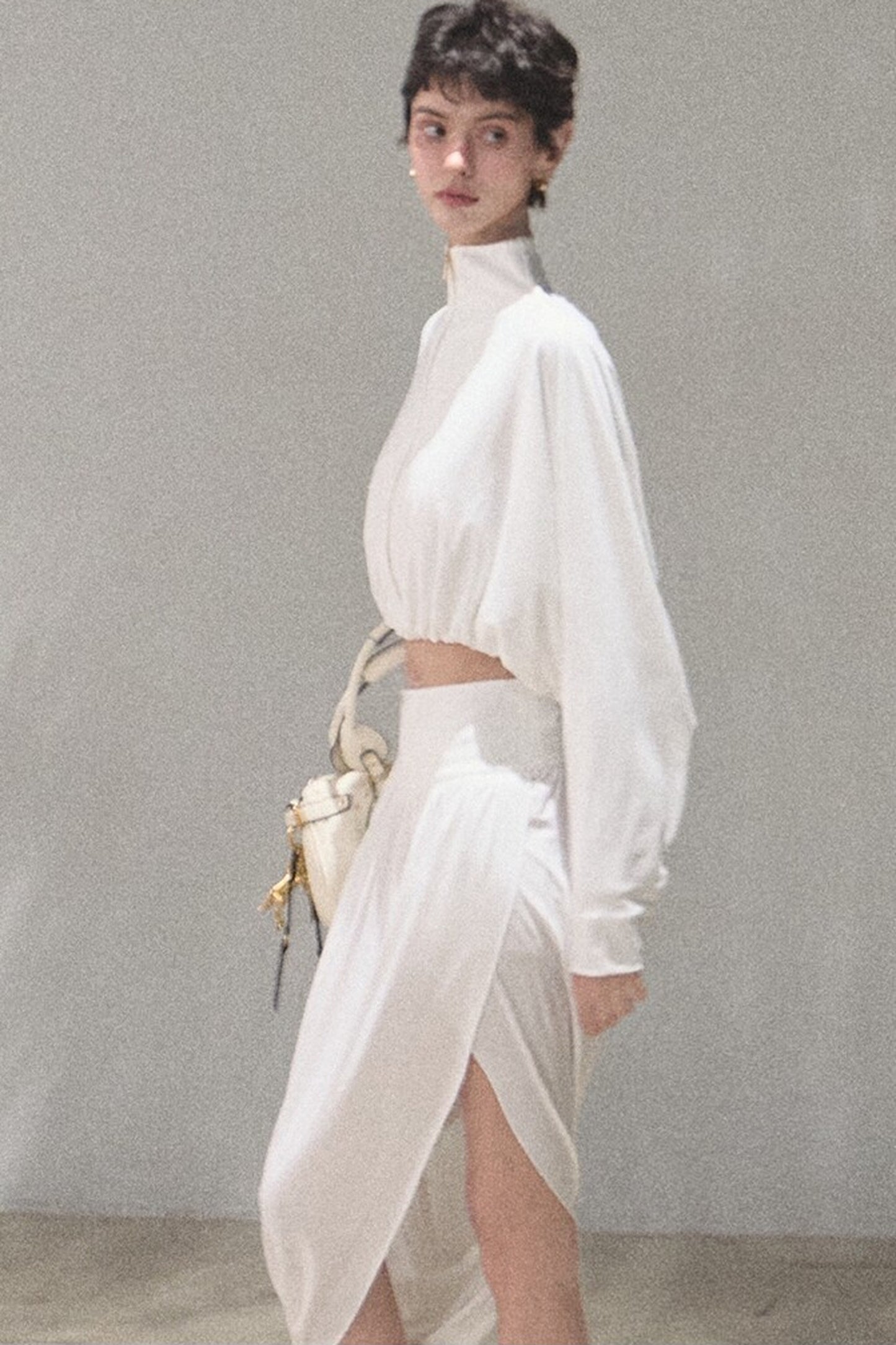 Irregular High-Waisted Slit Skirt