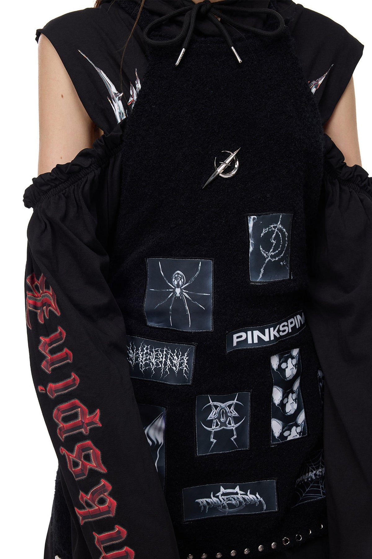 Punk Patchwork Knitted Hooded Sweater Dress