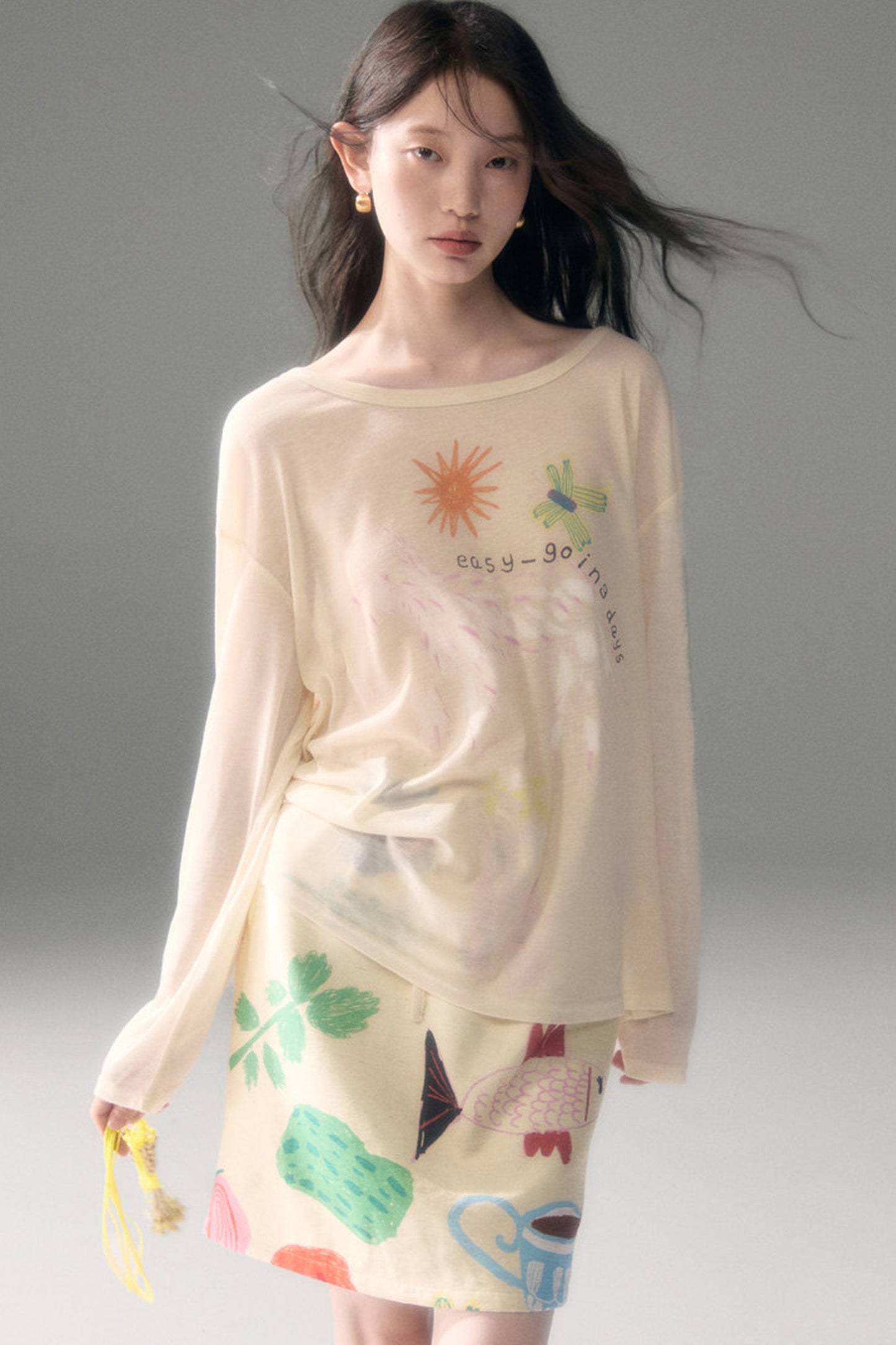 Fruit and Vegetable Print Skirt