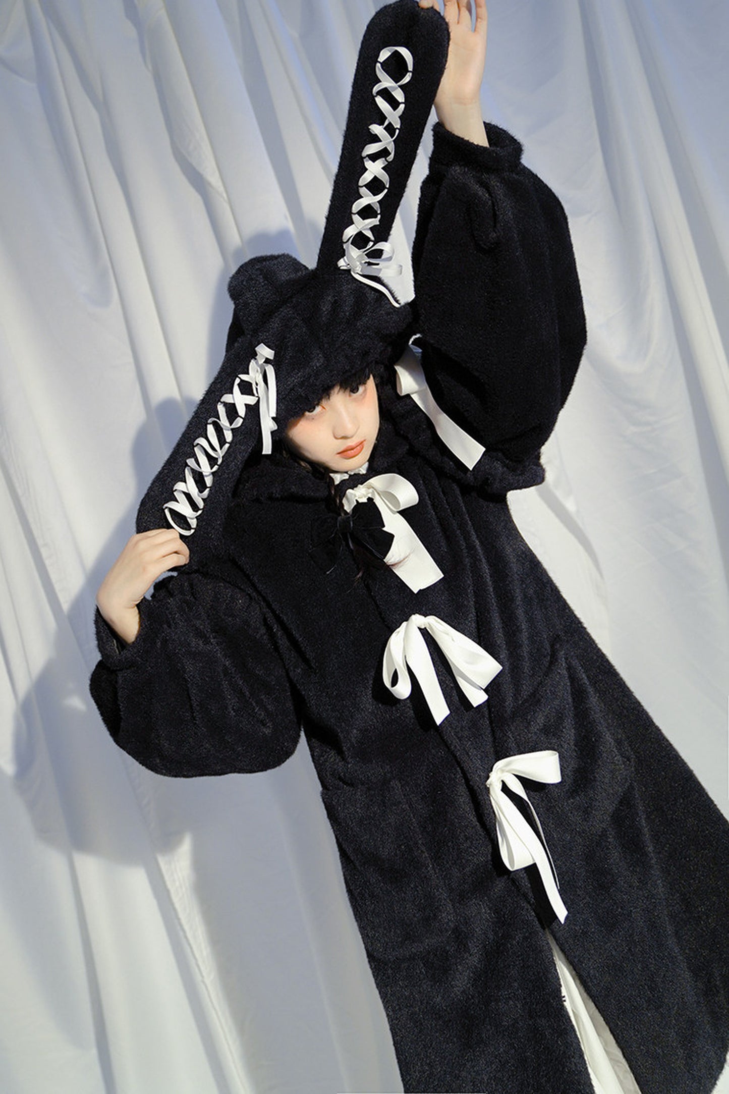 Bunny Ear Fluffy Bow Coat