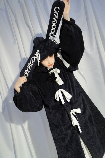 Bunny Ear Fluffy Bow Coat