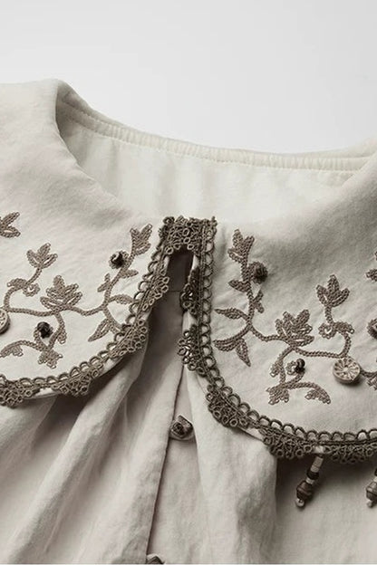 Heavy Embroidery Beading Batwing Jumpsuit