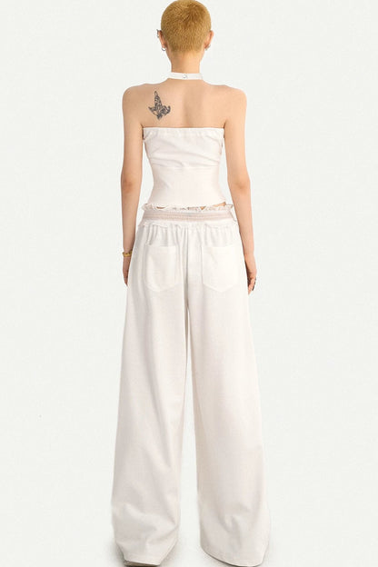 Letter Print Wide-Leg Pants