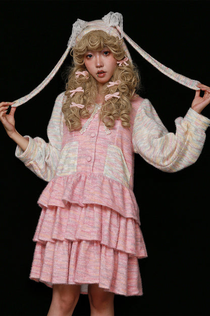Pinkes Hasenohren-Stufenkleid