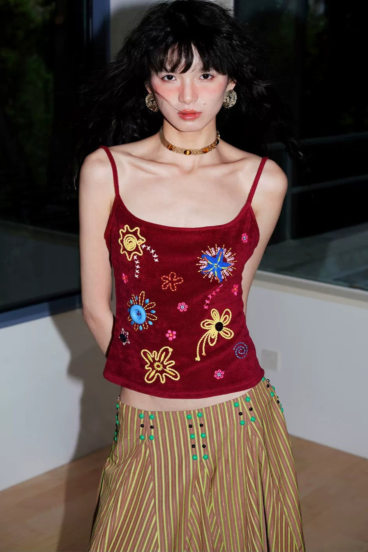 Colorful Rope Embroidery Camisole