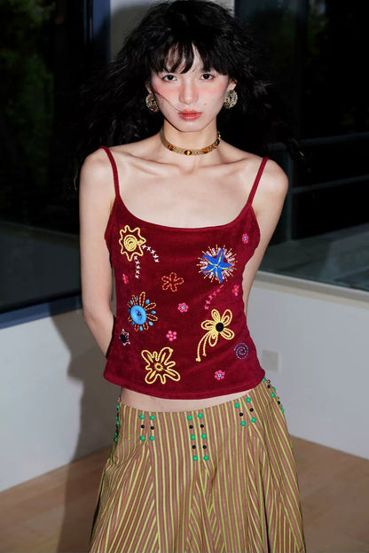 Colorful Rope Embroidery Camisole