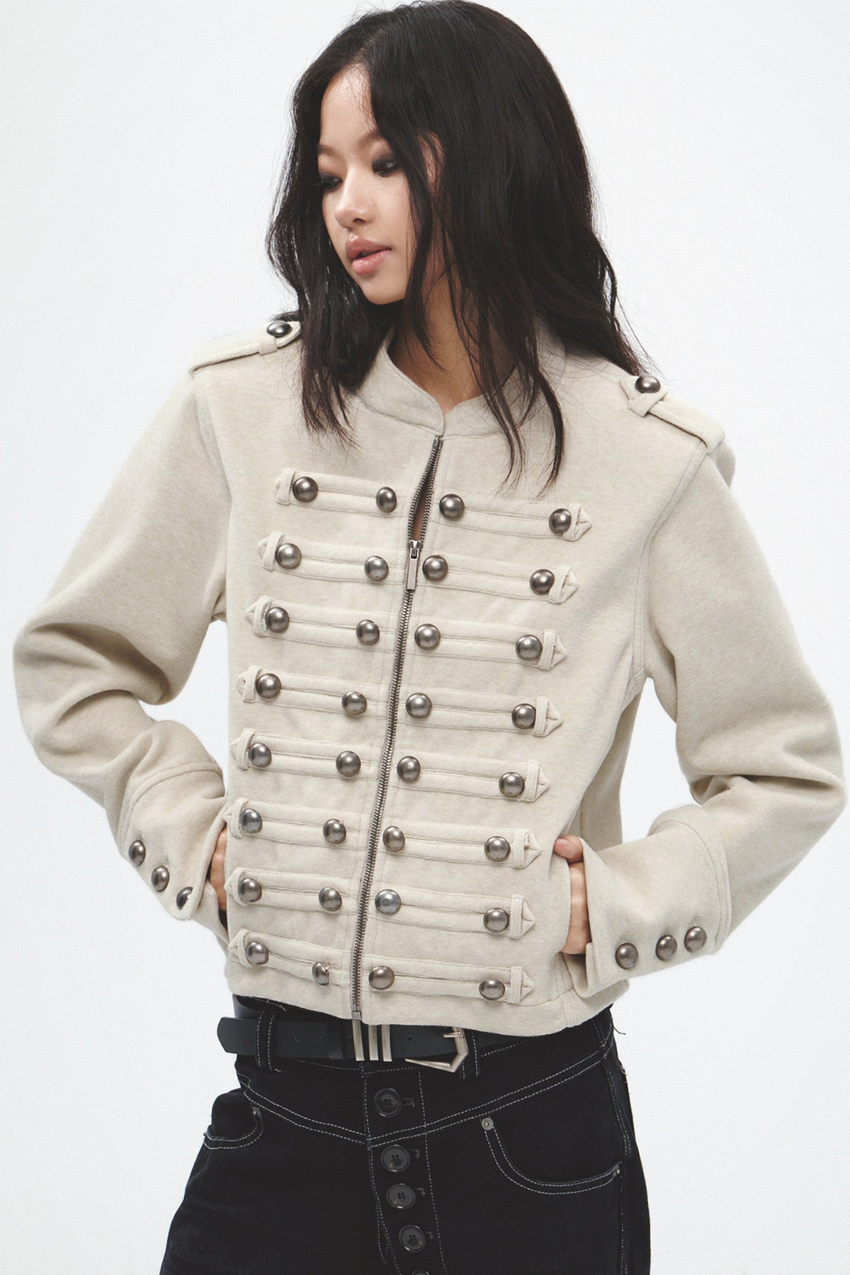 Metal Decorated Shoulder Pad Jacket Set-Up