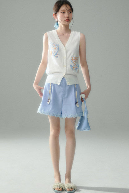 Tencel Lace Patchwork Shorts
